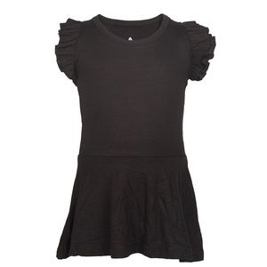 Hannah Sky Black Cotton Ruffle Sleeve Dress